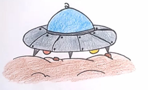 НЛО рисунок цветным карандашом