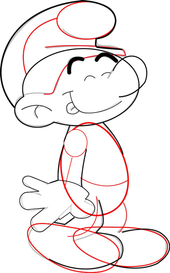 Нарисовать Смурфика поэтапно