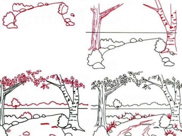 Схема рисования пейзажа