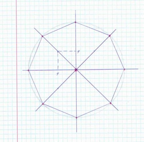 Построение правильного восьмиугольника