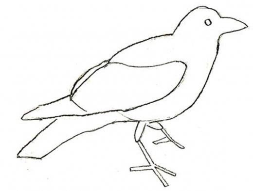 Поэтапное рисование вороны для детей