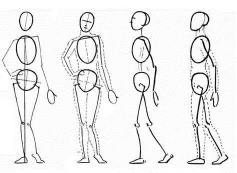 Зарисовки схемы фигуры человека.