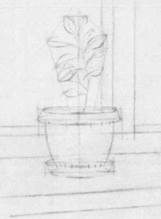 Рисование цветочный горшок ваза с натуры