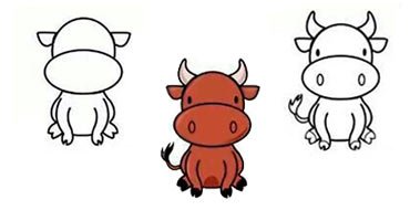 Бык поэтапное рисование для детей