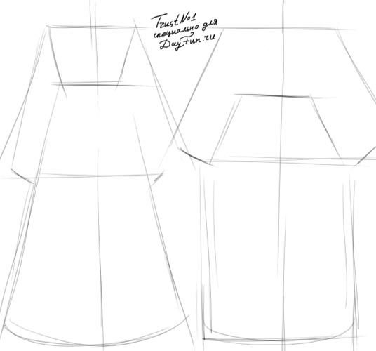 Пошаговое рисование русского народного костюма