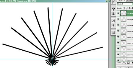 Схематично нарисовать веер