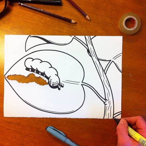 Легкие рисунки фломастером на бумаге