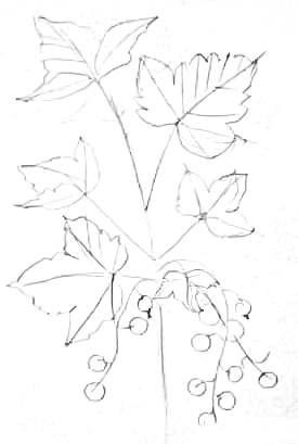 Рисование смородиновым листом