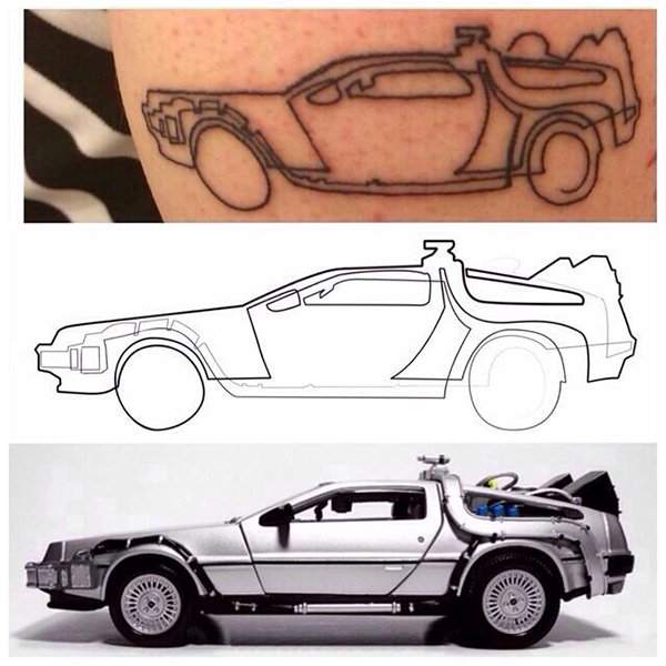Эскиз тату DELOREAN