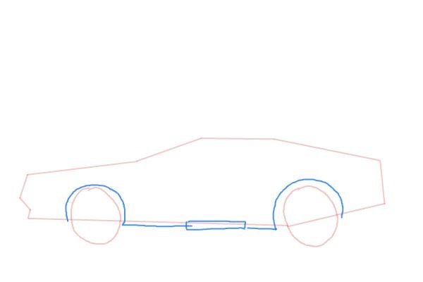 Поэтапно рисование машины Делориан