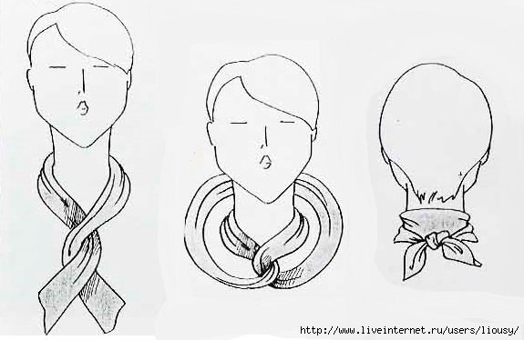 Схема завязывания шарфа на шее