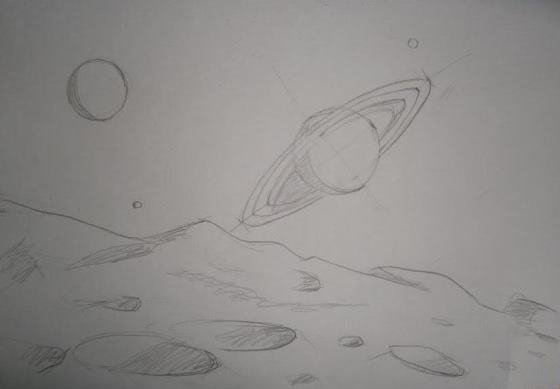 Космос рисунок карандашом простым