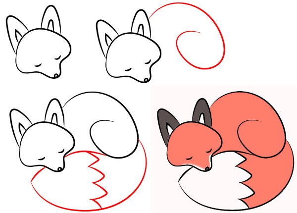 Поэтапное рисование Лисенка