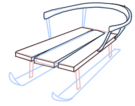 Санки поэтапное рисование