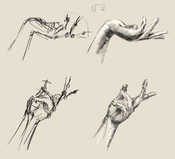 Набросок карандашом эстетичных рук