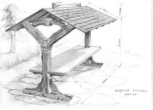 Беседка набросок карандашом