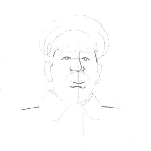 Поэтапное рисование Сталина