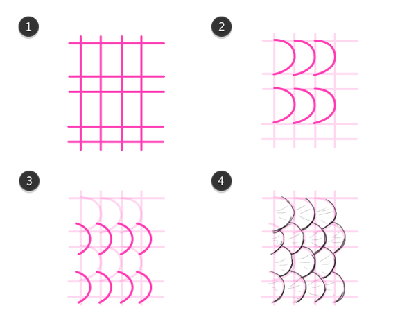 Поэтапно рисовать чешую