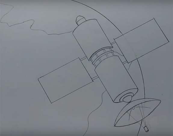 Спутник срисовать