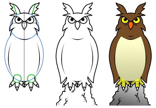 Поэтапное рисование Совы