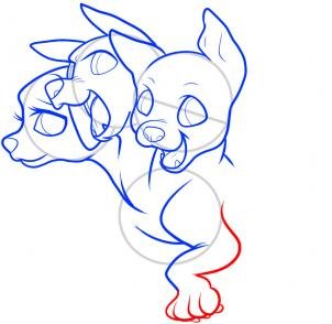 Цербер карандашом поэтапно