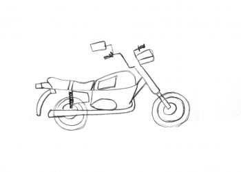 Мотоцикл рисунок карандашом для детей с коляской