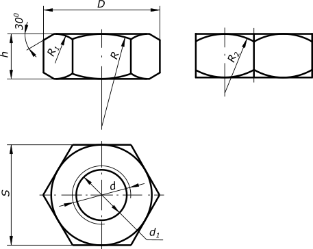 Вычерчивание гайки Инженерная Графика