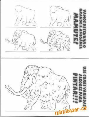 Поэтапное рисование мамонта для детей