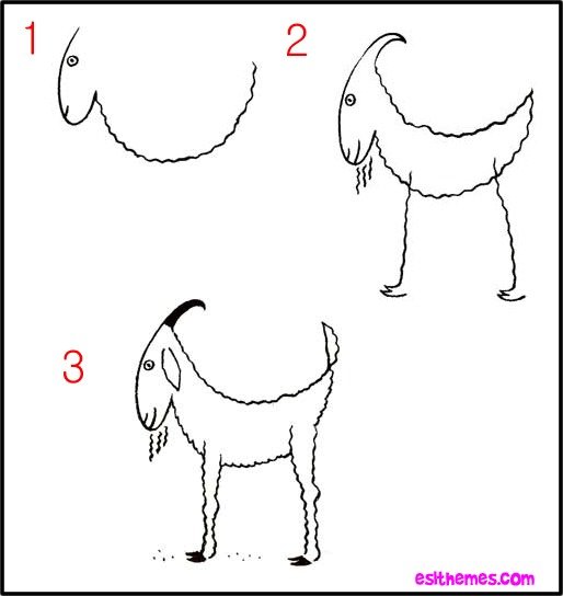 Козел поэтапное рисование