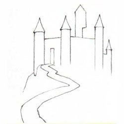 Поэтапное рисование дворца снежной королевы