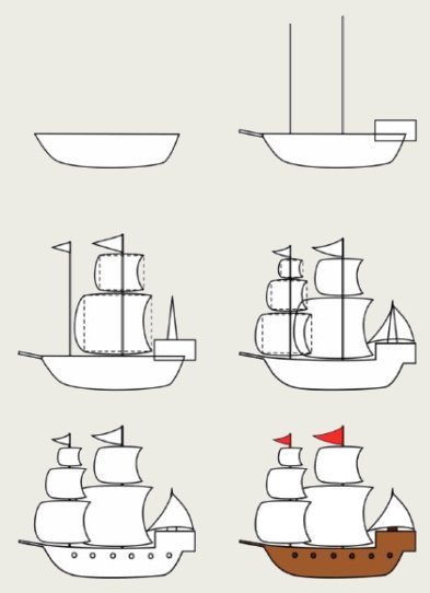 Рисование корабля пошагово