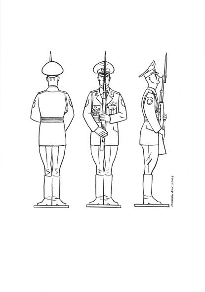 Раскраска солдат на посту