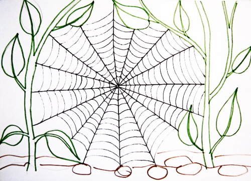 Рисование узора паутинки