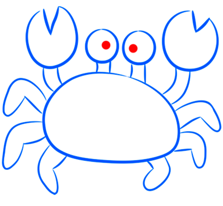 Рисование пошагово для детей Крабик