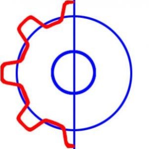 Шестеренки рисунок поэтапно