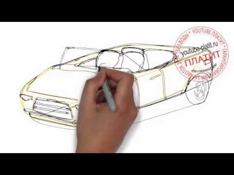 Мерседес кабриолет карандашом поэтапно