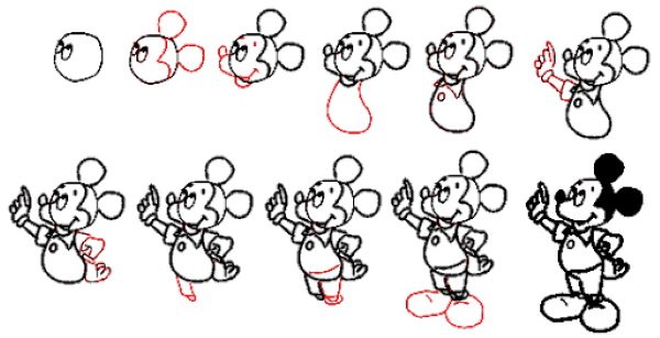 Микки Маус рисунок пошагово