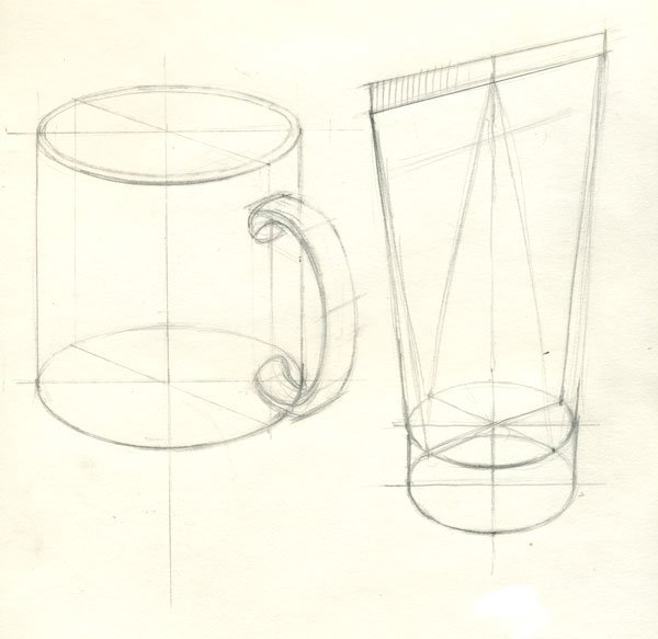 Зарисовки предметов где есть овалы