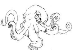 Осьминог с мячом эскиз