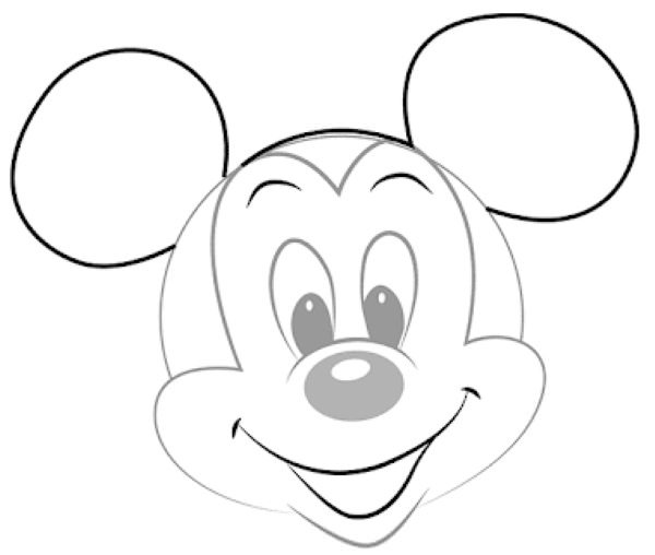 Поэтапный рисунок Микки Мауса