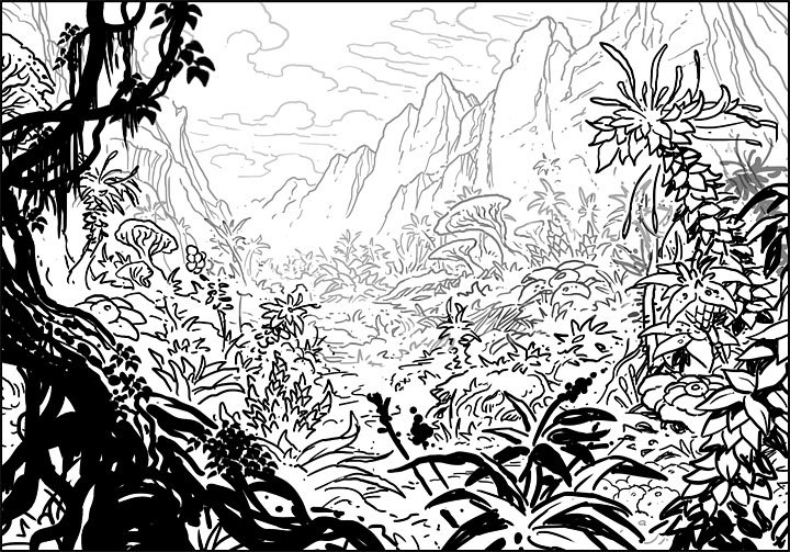 Нарисовать джунгли карандашом