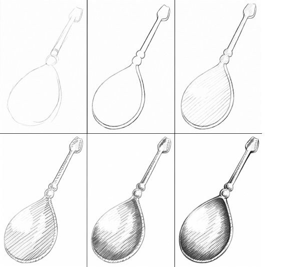 Как рисовать ложку поэтапно