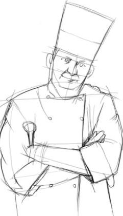 Поэтапное рисование повара