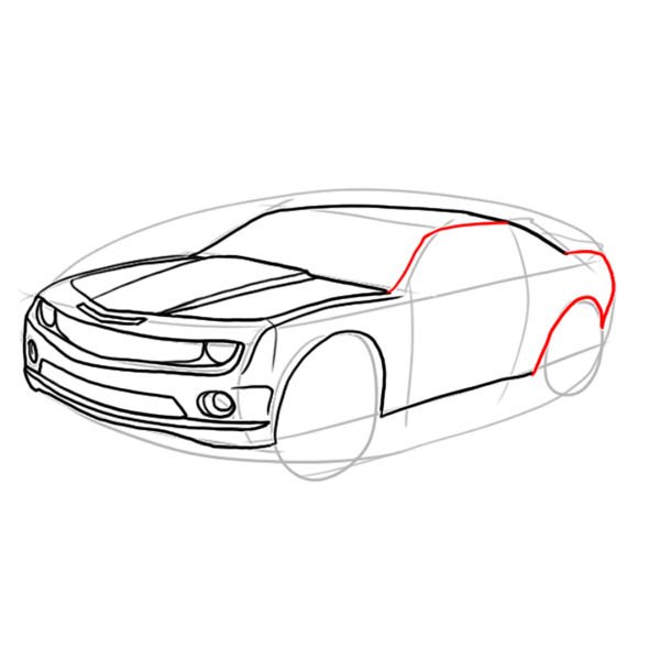 Поэтапное рисование Шевроле Камаро
