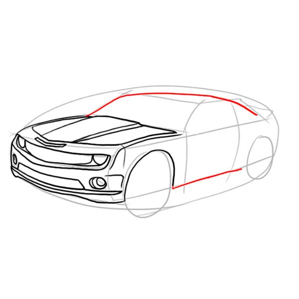 Поэтапное рисование Шевроле Камаро