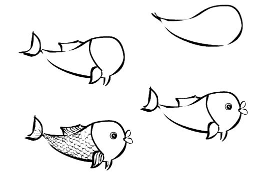 Схема рисования рыб в средней группе