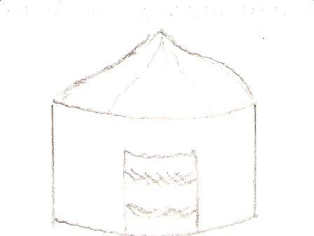 Силуэт башкирской Юрты для рисования