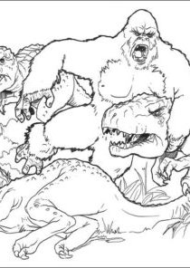 Динозавры раскраски Кинг Конг против динозавров