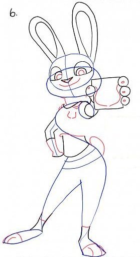 Поэтапное рисование заяц из Зверополиса