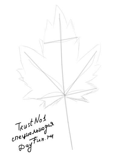 Кленовый лист рисунок поэтапно